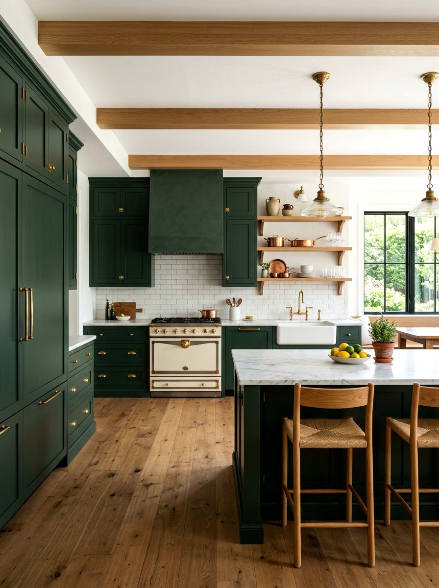 Dark Green Farmhouse Kitchen - 30 European farmhouse kitchen ideas