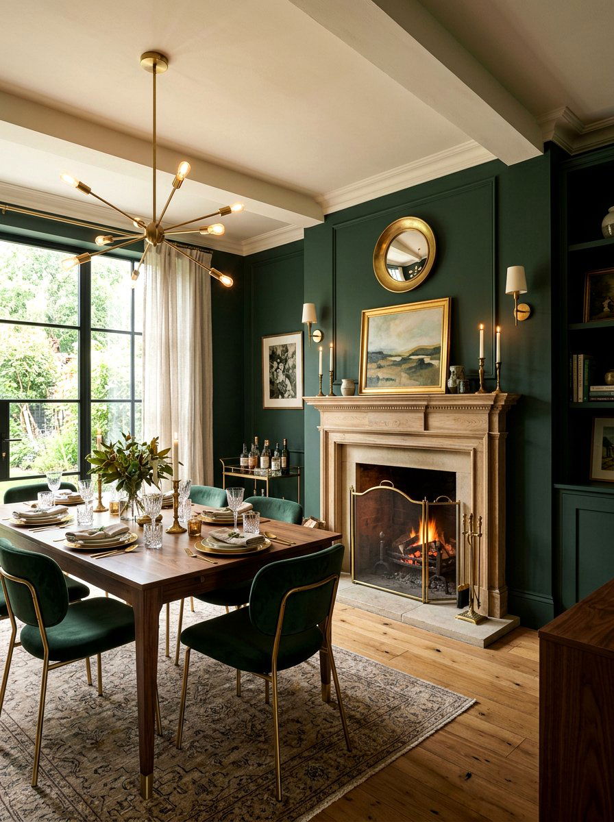 Dark Green Fireplace Wall - 30 dining room fireplace wall ideas