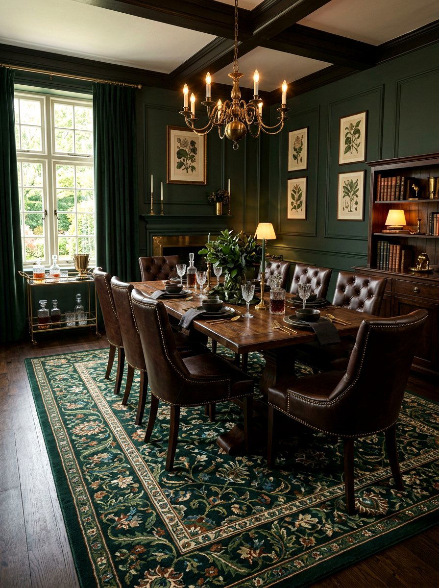Dark Green Floral Rug - 30 statement rug ideas