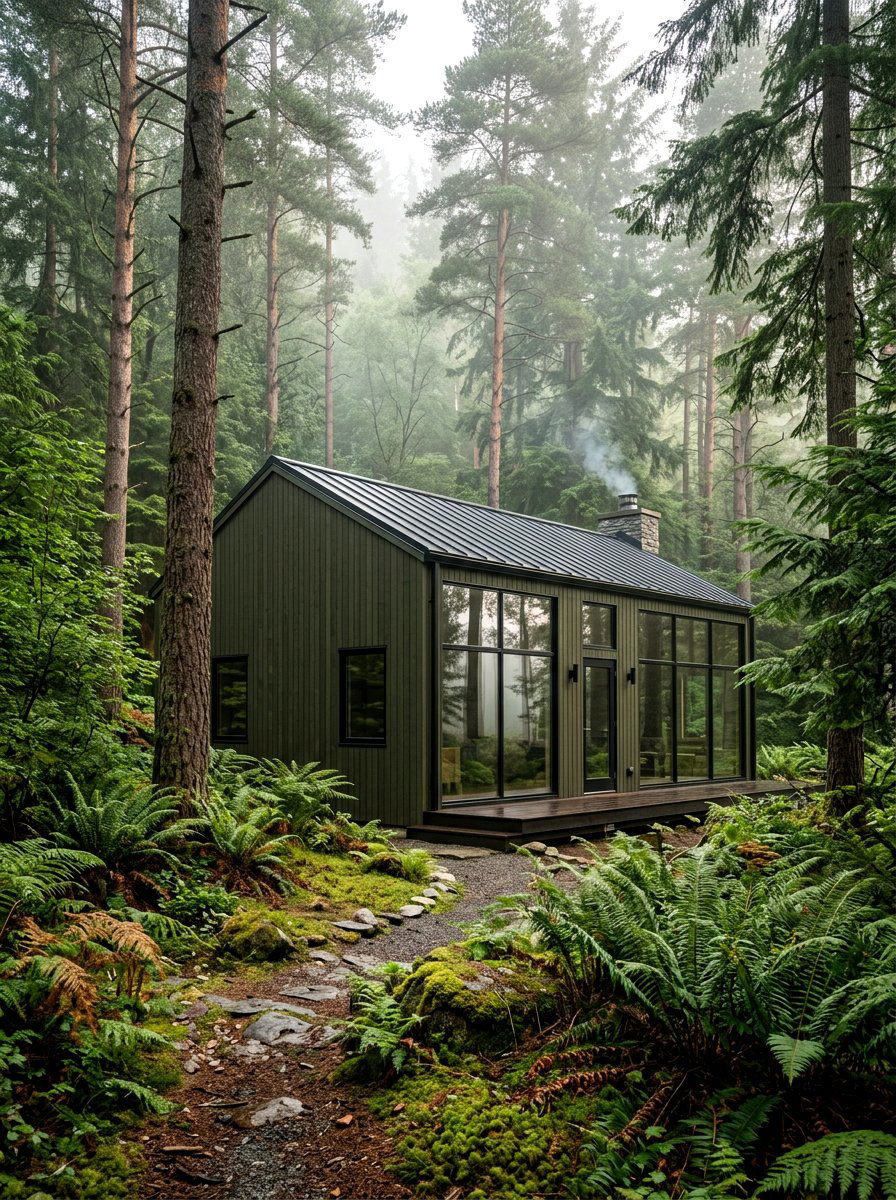 Dark Green Forest Studio - 30 garden studio shed ideas