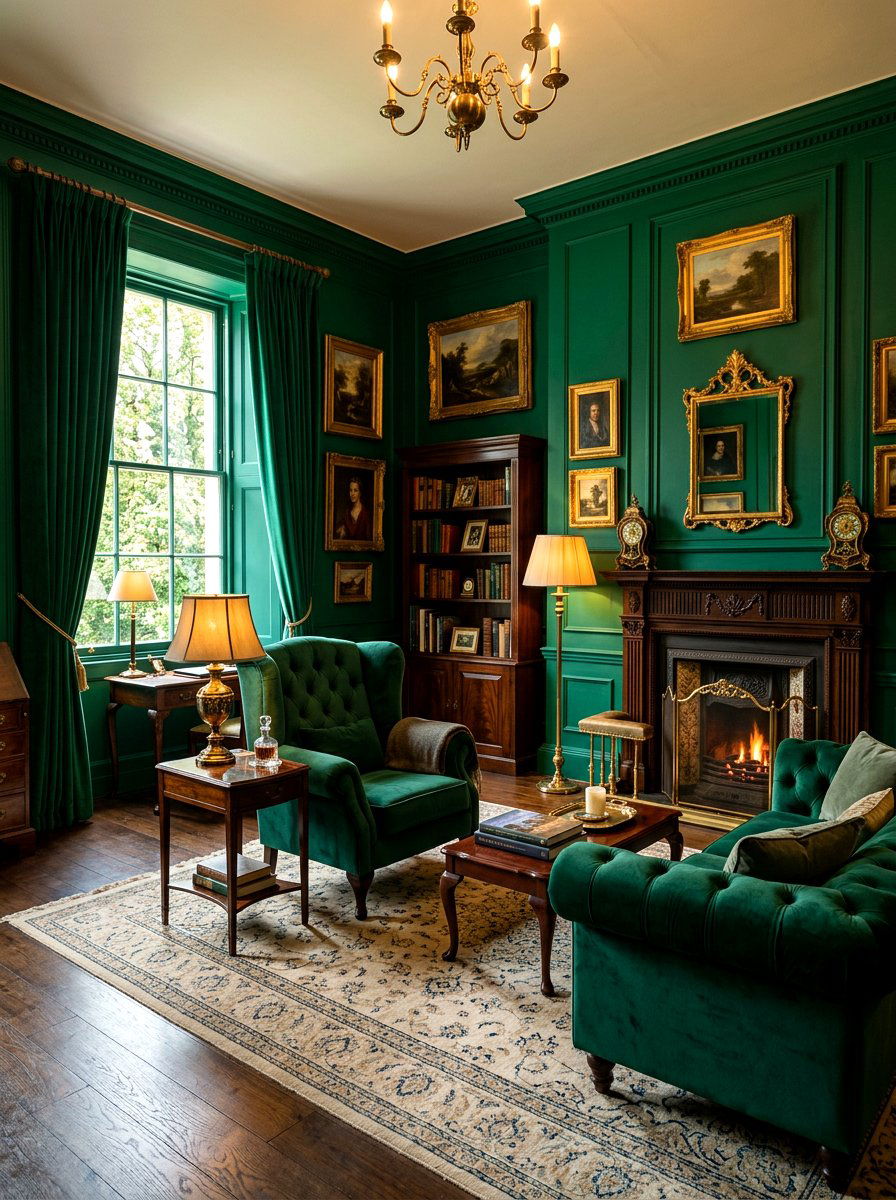 Dark Green Formal Room - 30 formal sitting room ideas