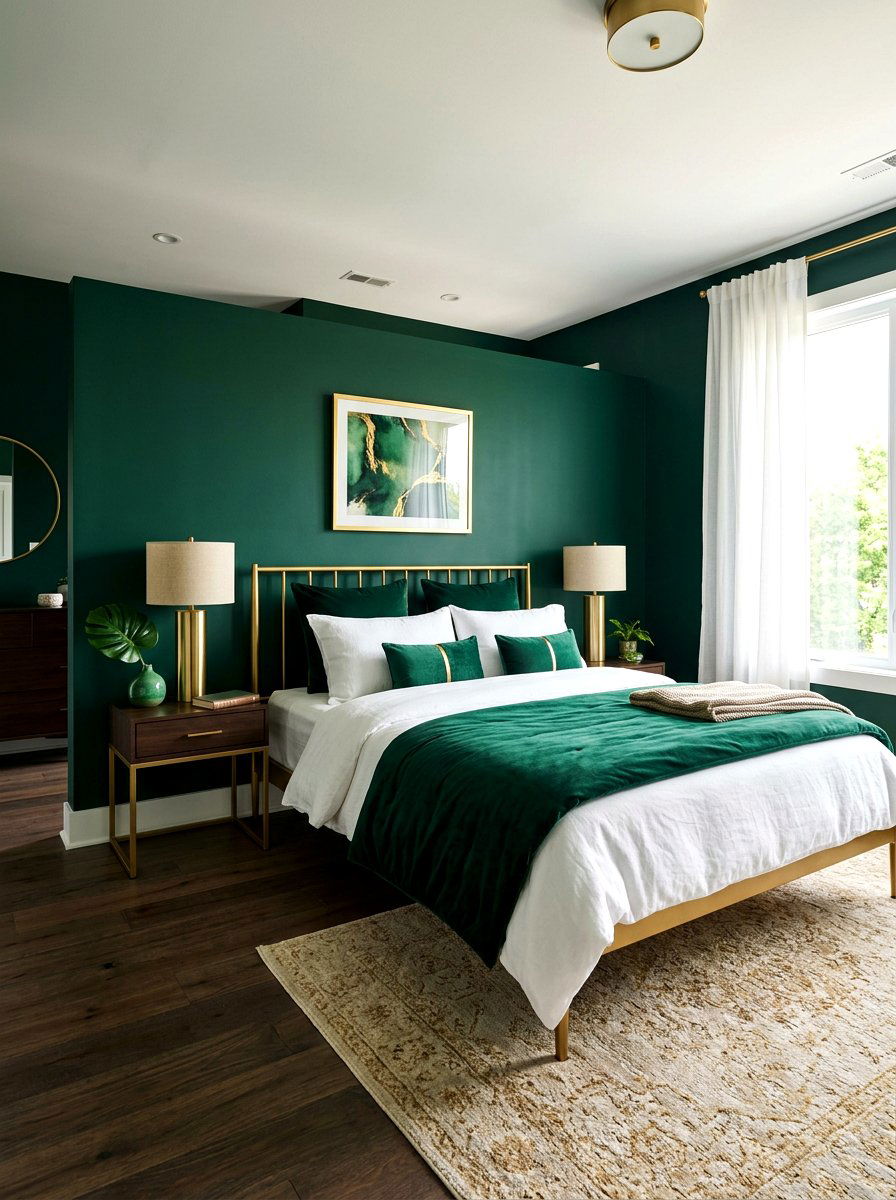 Dark Green Headboard Wall - 30 painted headboard wall ideas