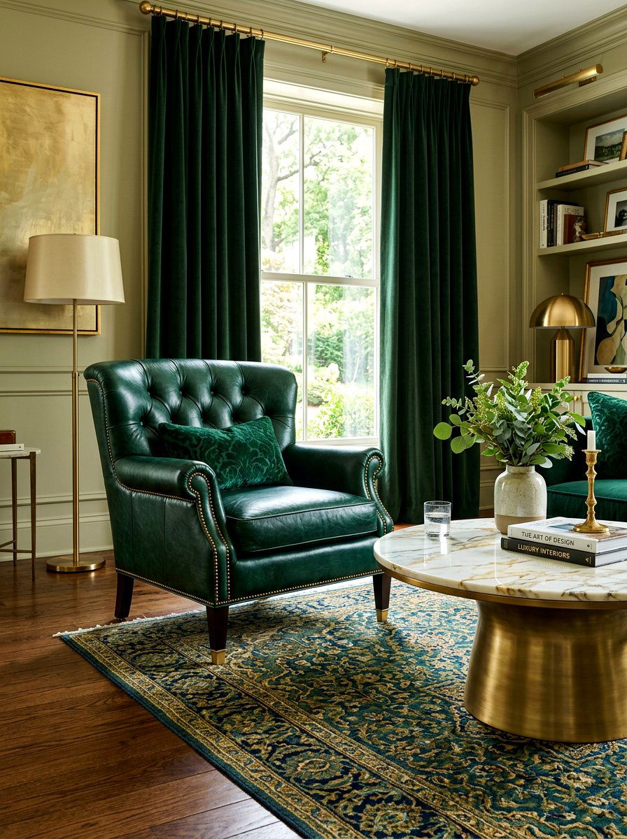 Dark Green Leather Chair Sitting Area - 30 leather accent chair ideas