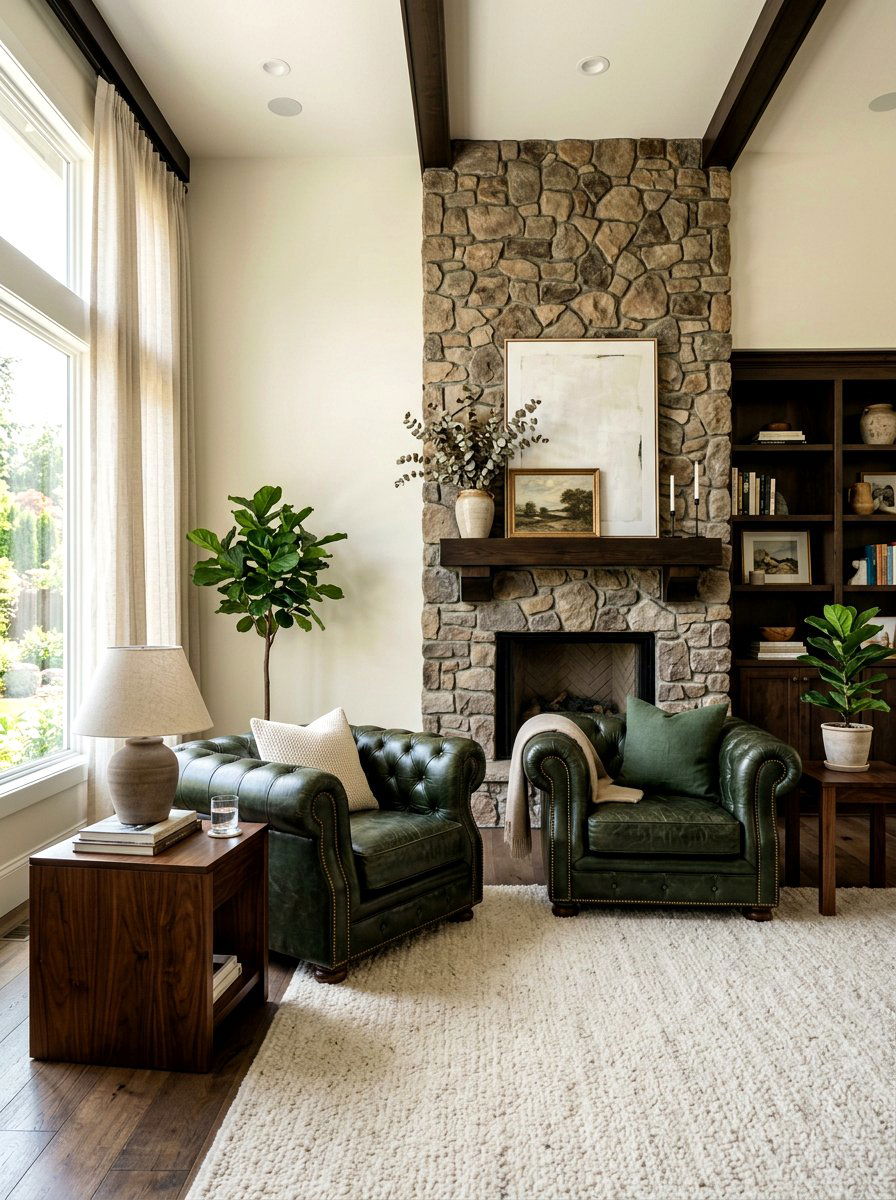 Dark Green Leather Furniture - 30 dark green living room ideas