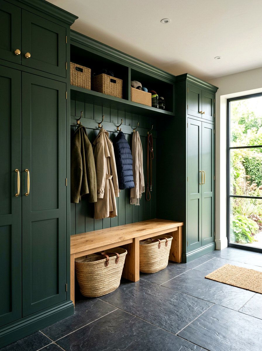 Dark Green Mudroom Cabinets - 30 moody mudroom ideas