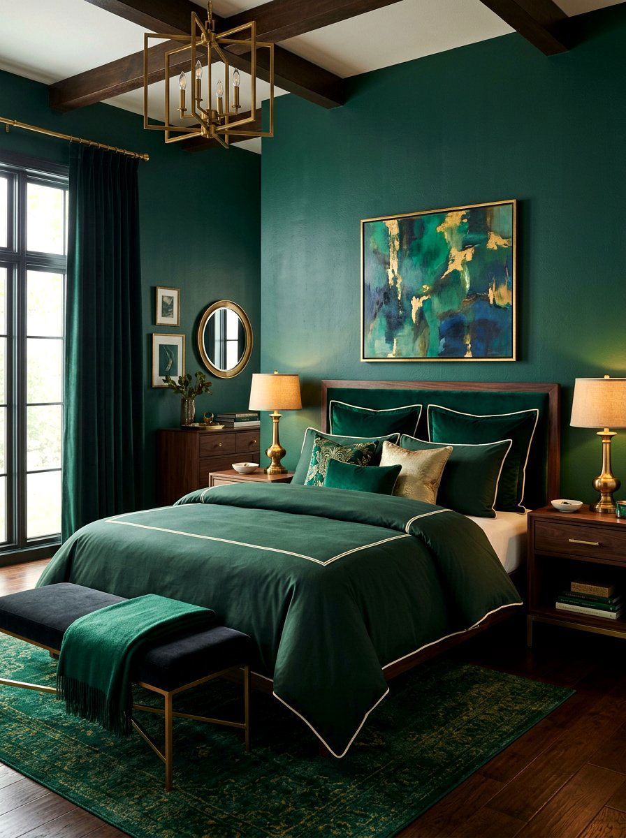 Dark Green Piped Bedding - 30 piped bedding ideas