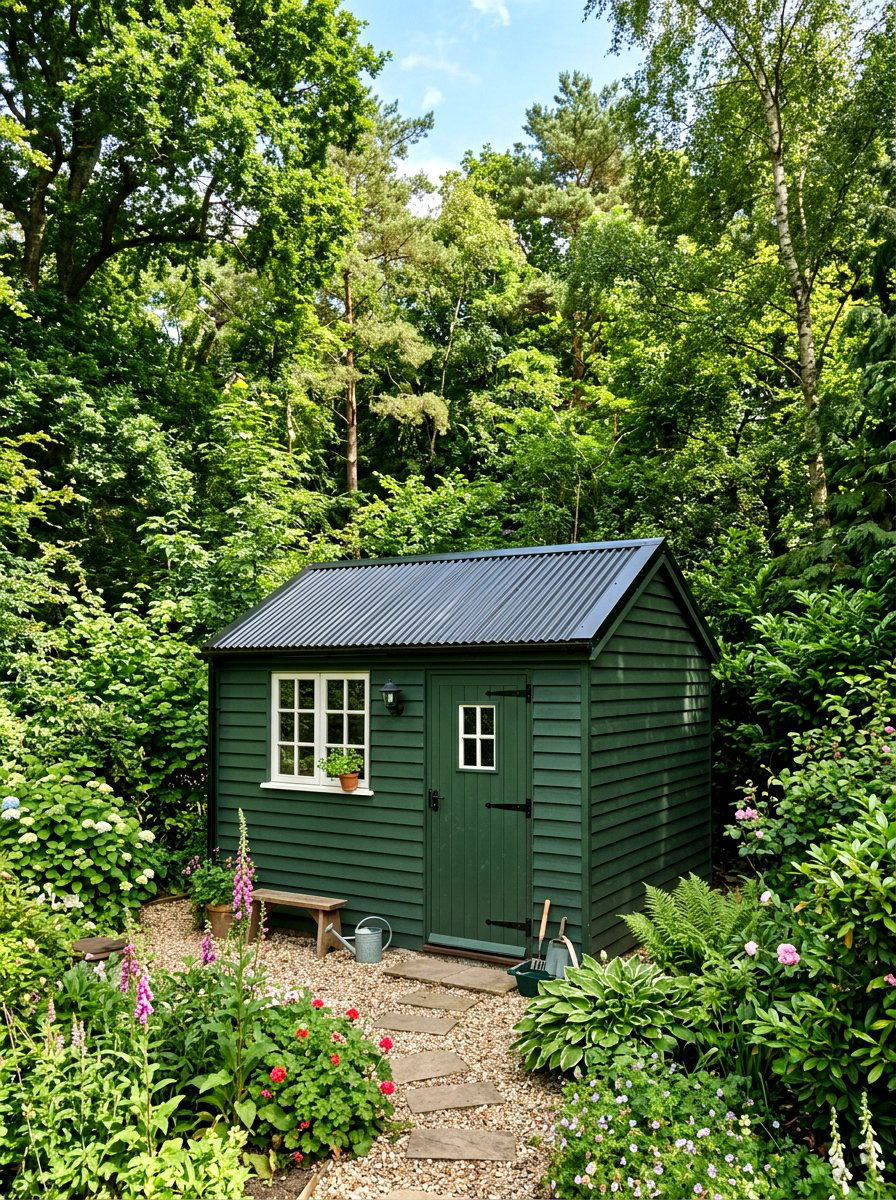Dark Green Shed - 30 cottage shed ideas