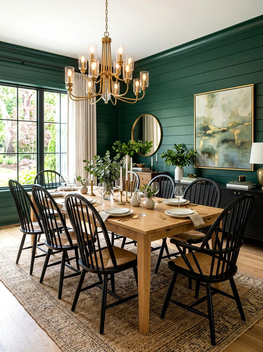 Dark Green Shiplap Dining Room - 30 shiplap wall ideas