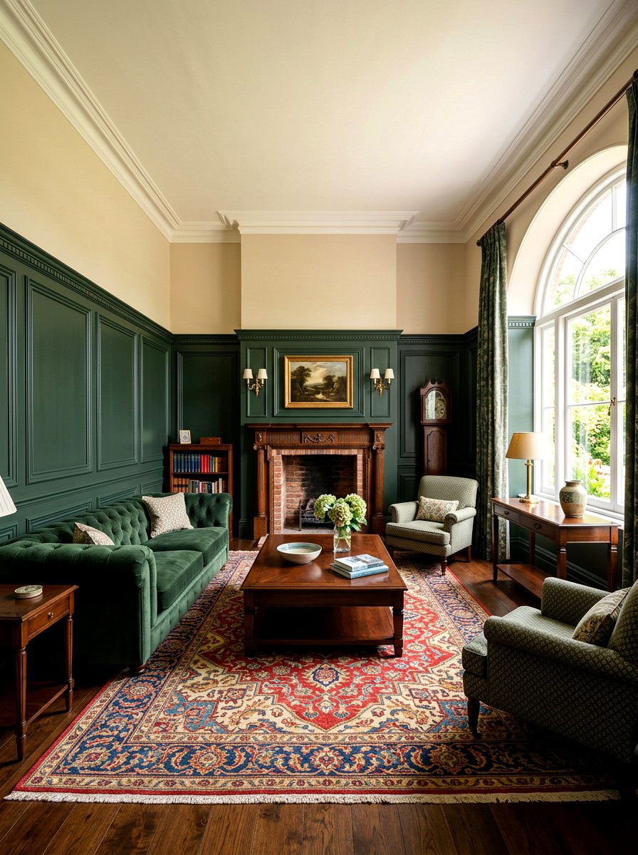 Dark Green Wainscoting - 30 dark green living room ideas