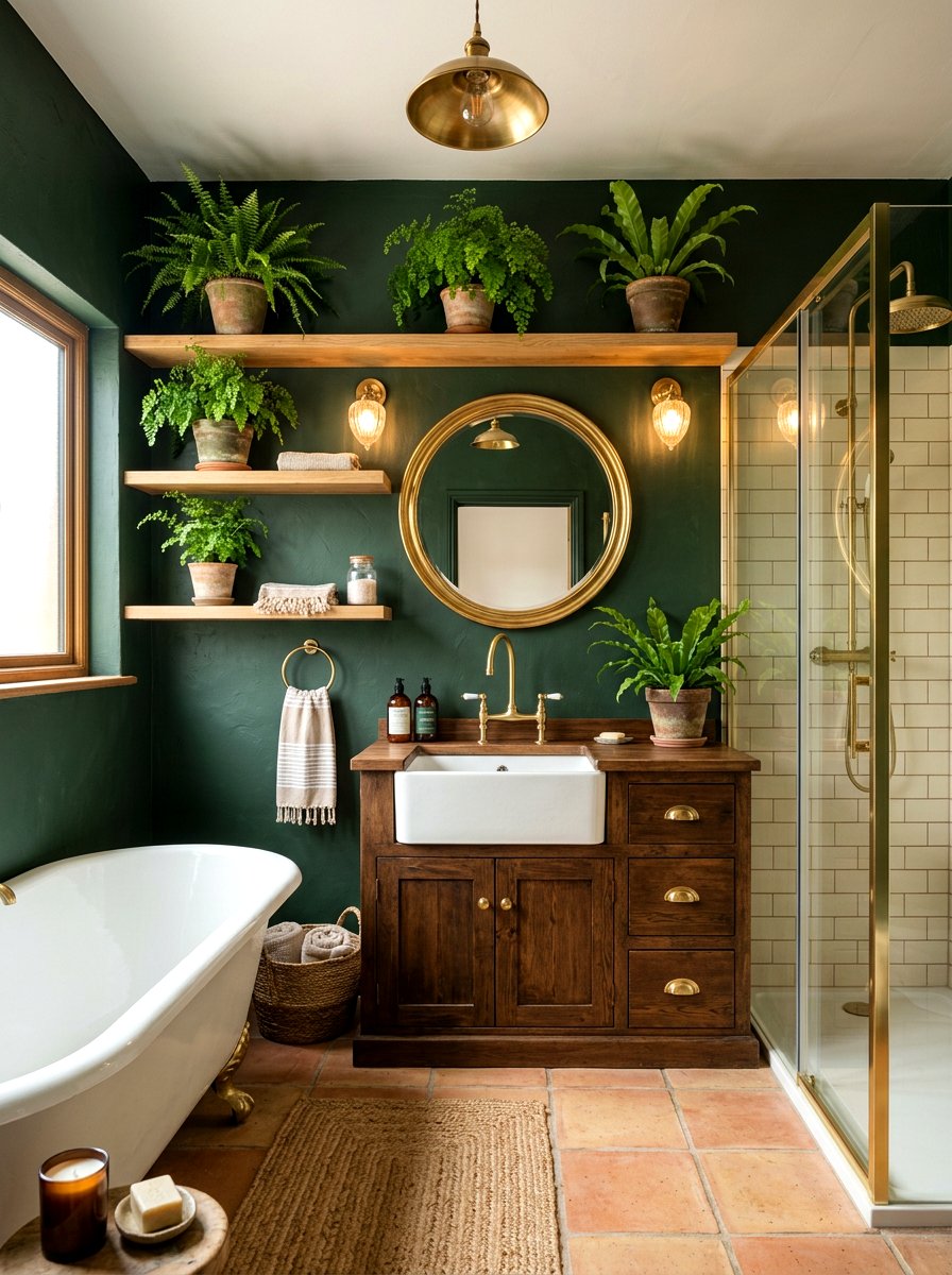 Dark Green Wall Bathroom - 30 eclectic bathroom ideas