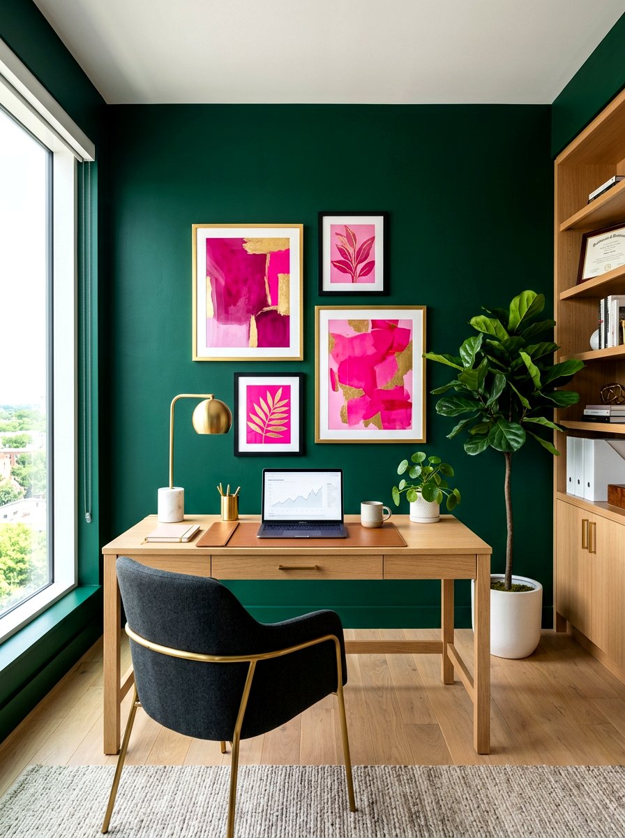 Dark Green Walls - 30 maximalist office ideas