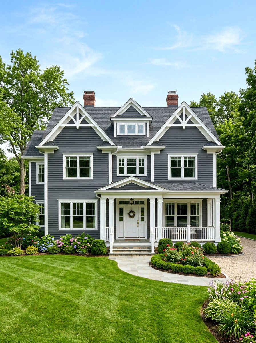 Dark Grey House White Trim - 30 house trim color ideas