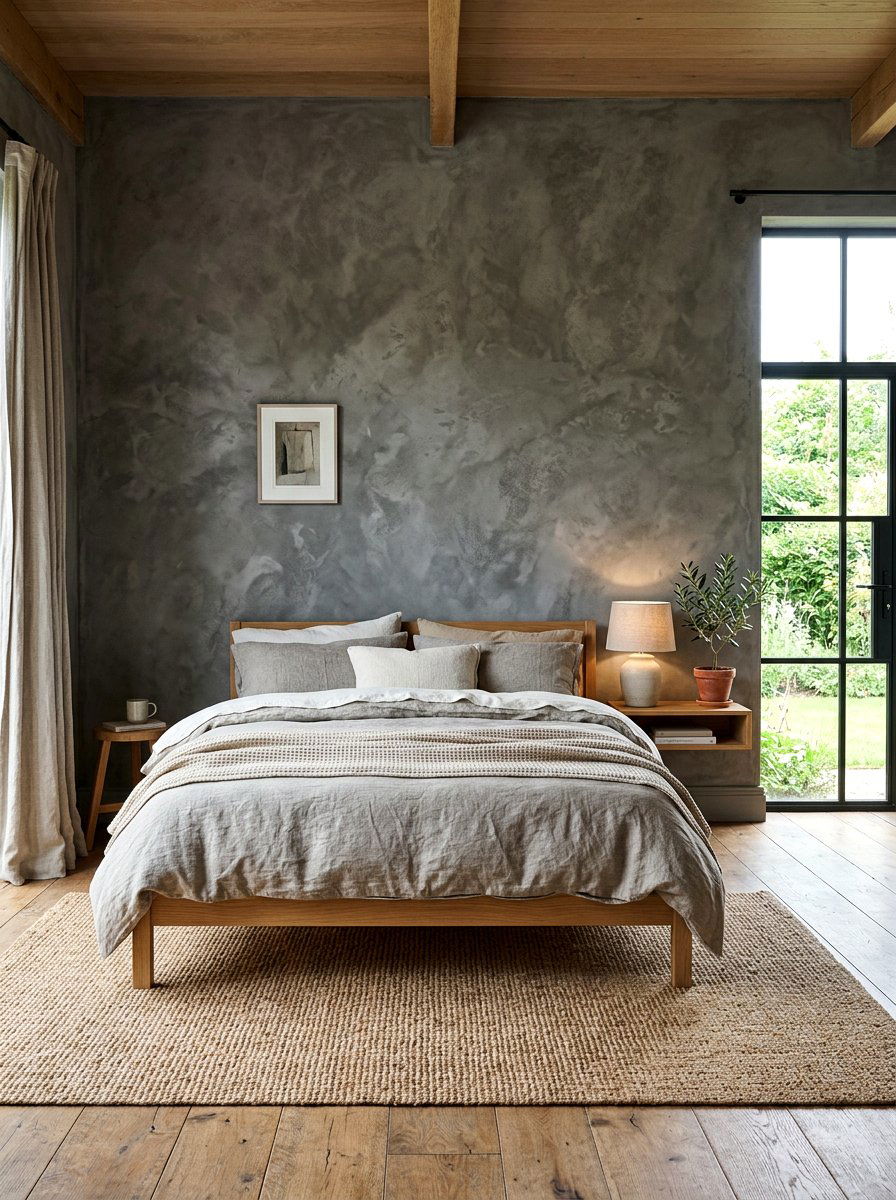 Dark Grey Limewash - 30 dark moody wall ideas