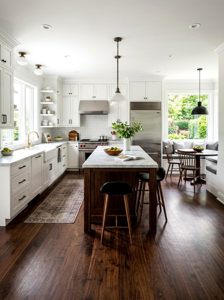Dark Hardwood Flooring - 30 Nancy Meyers kitchen ideas