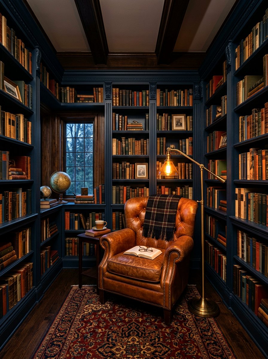 Dark Library Nook - 30 quiet room decor ideas