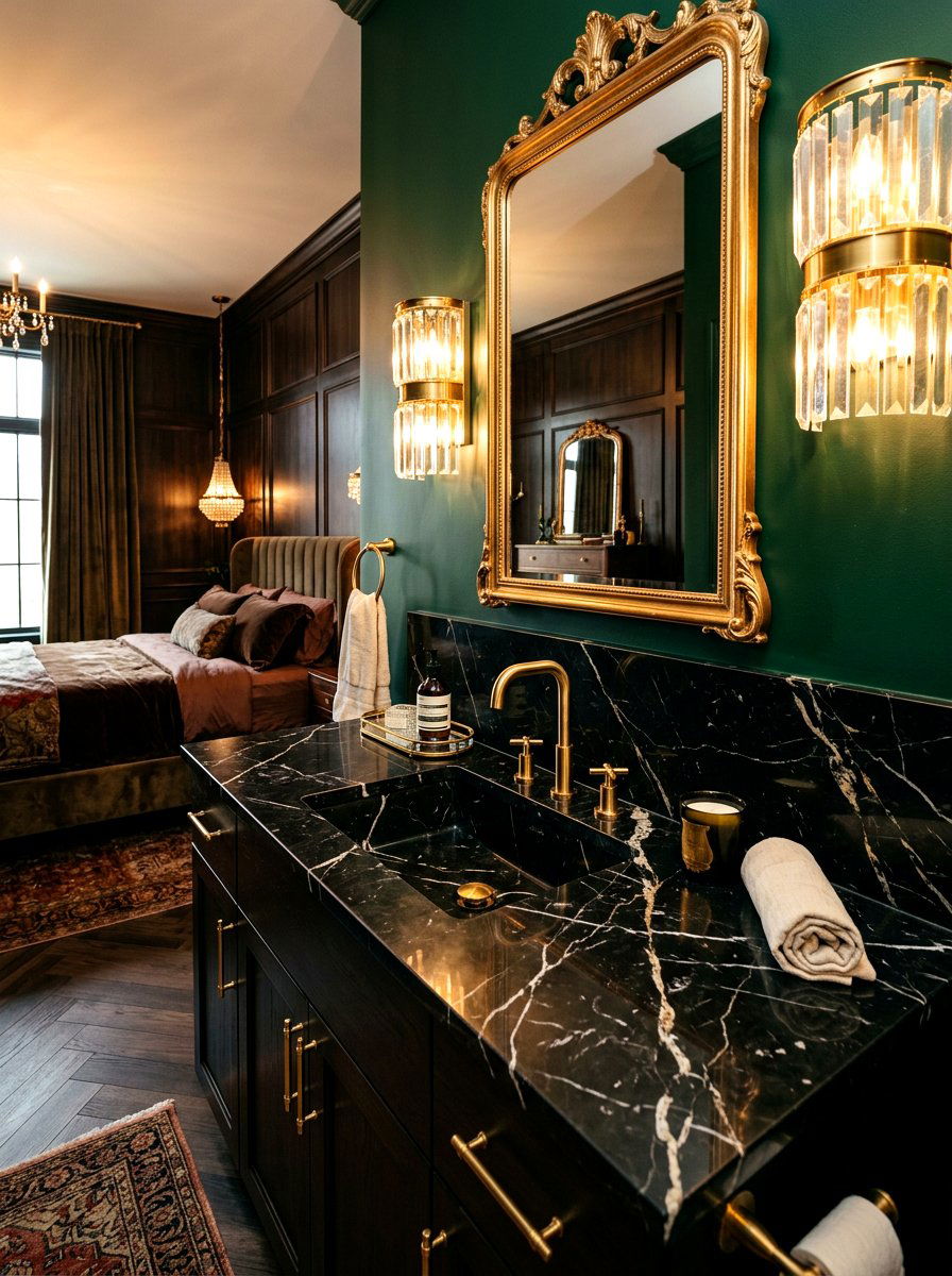 Dark Marble Sink - 30 integrated vanity sink ideas