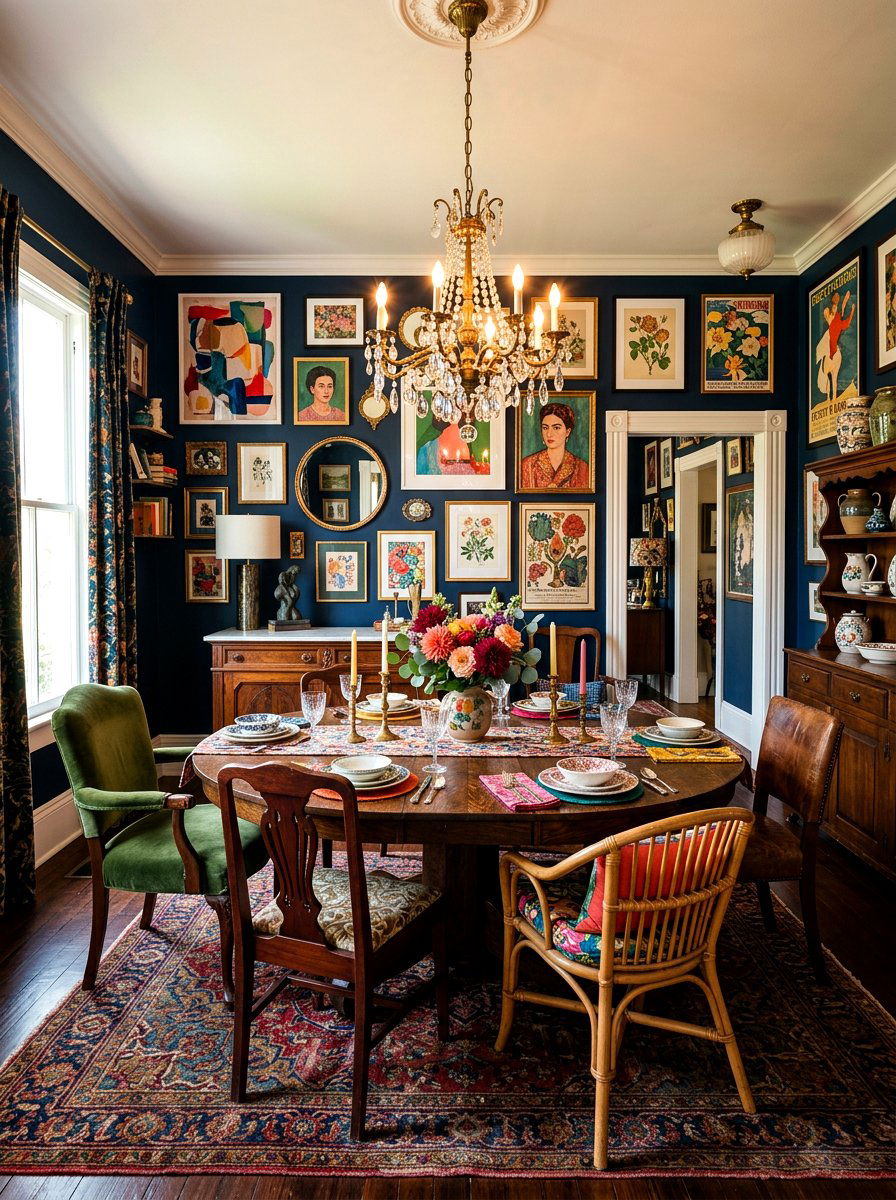 Dark Maximalist Dining Room - 30 dark moody dining room ideas