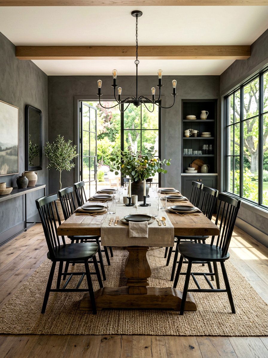Dark Modern Farmhouse Dining Room - 30 moody dining room ideas
