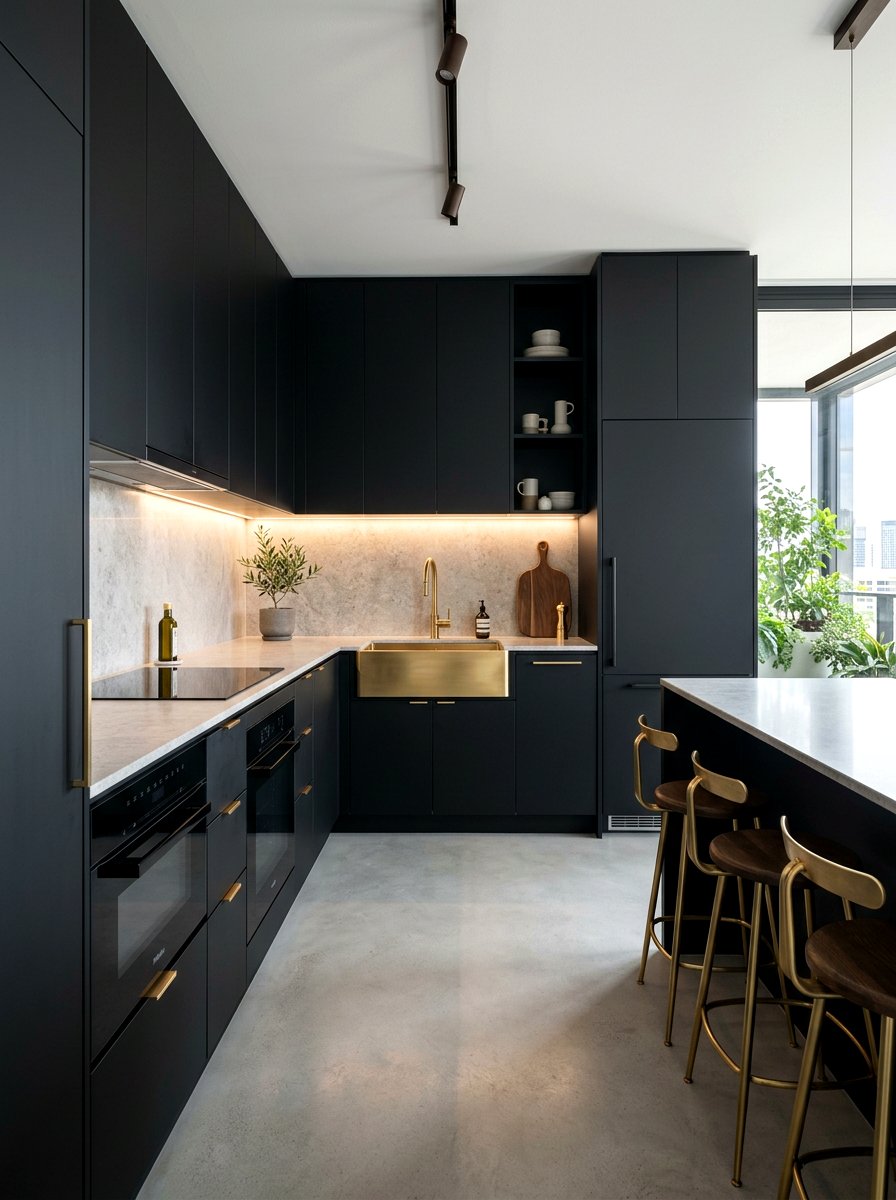 Dark Modern Studio Kitchen - 30 studio kitchen ideas