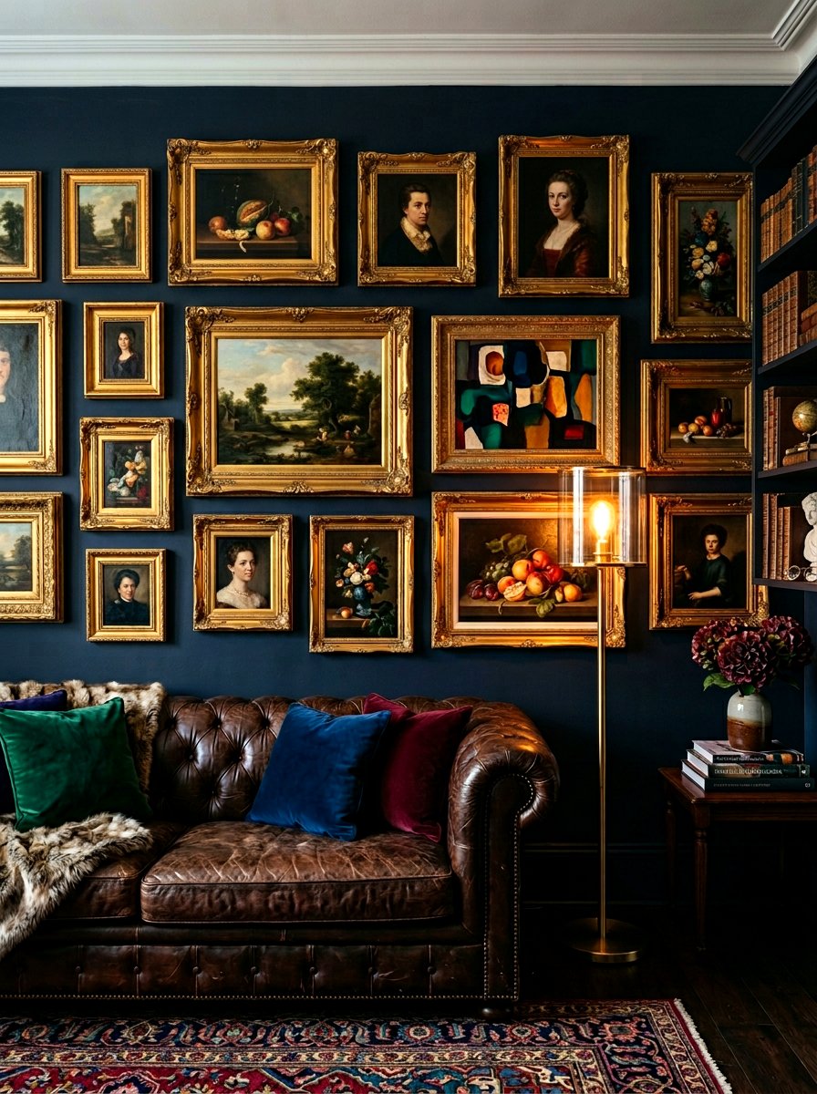 Dark Moody Background - 30 gallery wall ideas