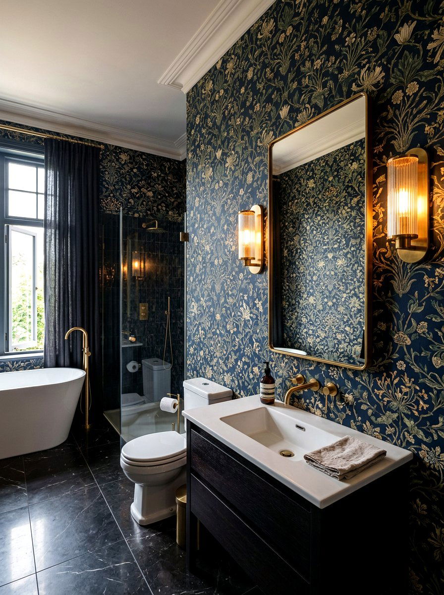 Dark Moody Bathroom Wallpaper - 30 bathroom wallpaper ideas