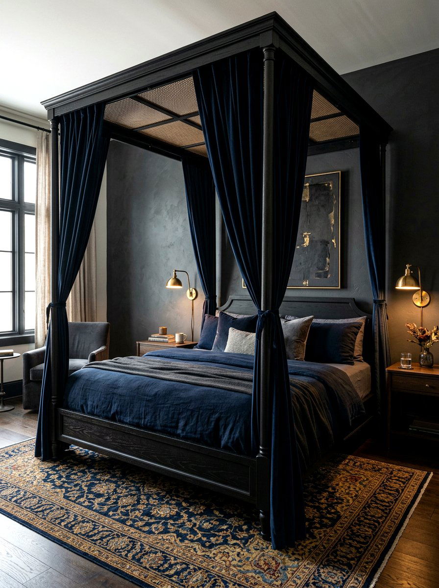 Dark Moody Canopy Bed - 30 romantic canopy bedroom ideas