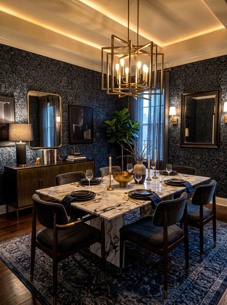 Dark Moody Dining Room Wallpaper - 30 dining room wallpaper ideas