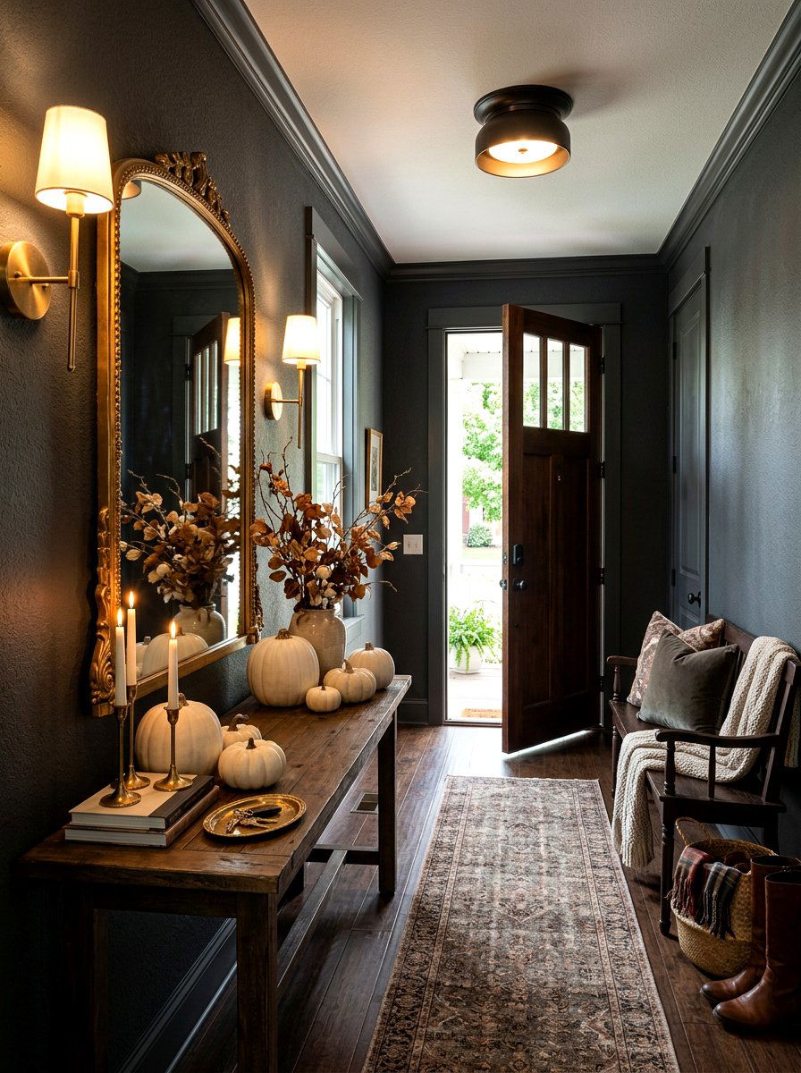 Dark Moody Entryway - 30 fall entryway decor ideas