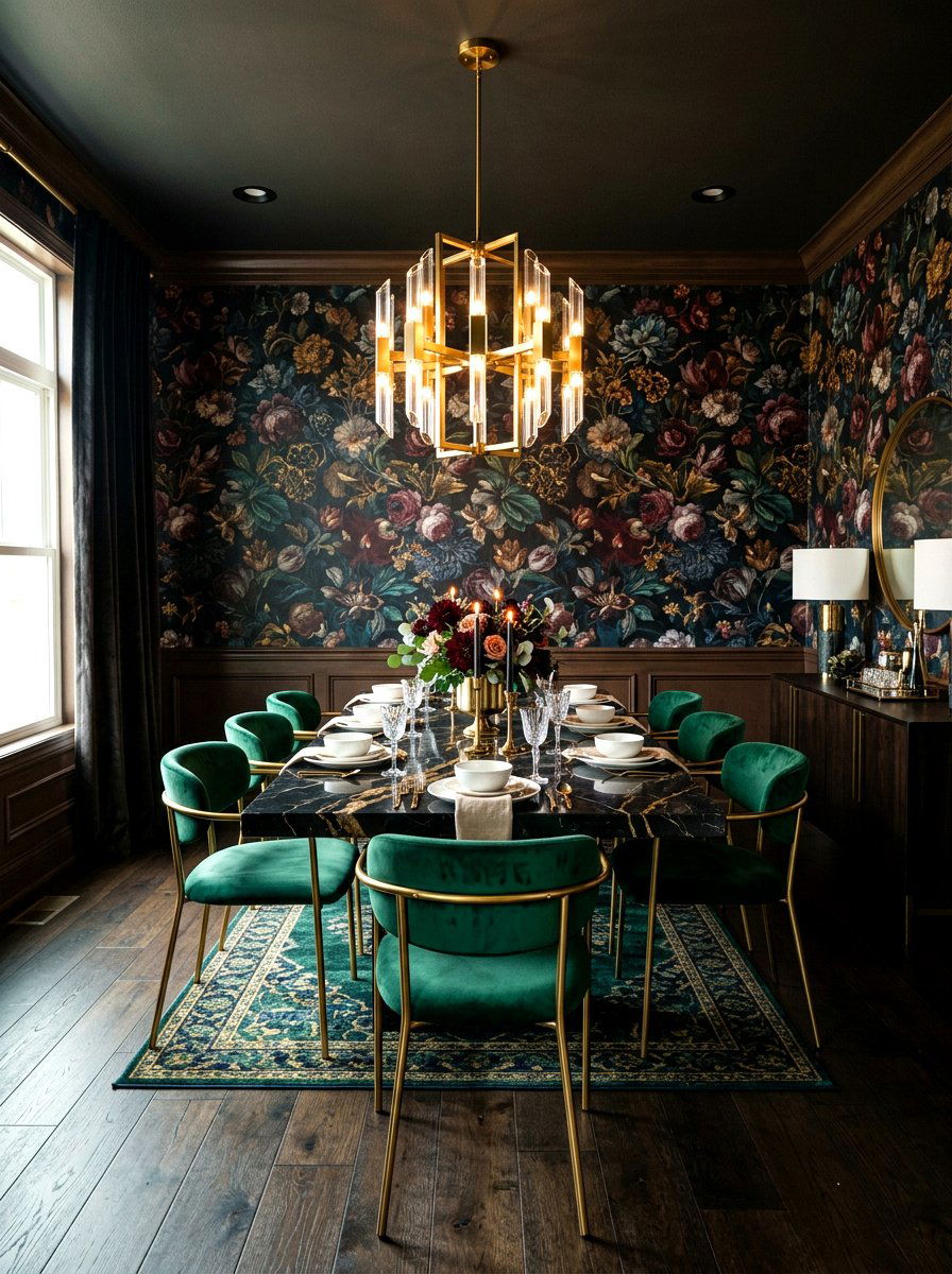 Dark Moody Floral Wallpaper - 30 floral dining wallpaper ideas