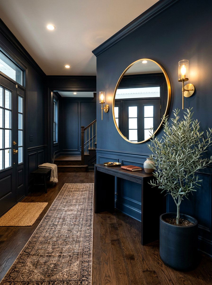 Dark Moody Foyer - 30 potted olive tree entry ideas
