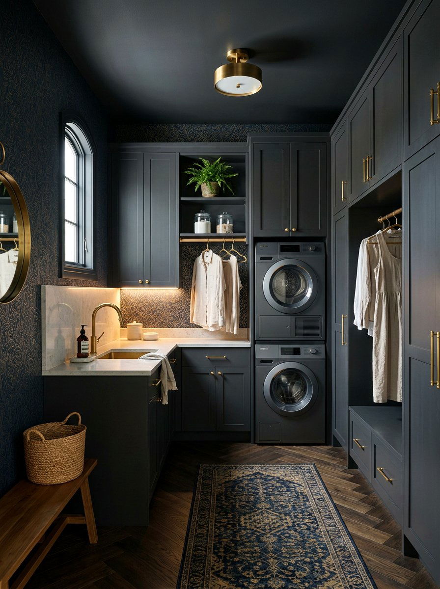 Dark Moody Laundry Room Wallpaper - 30 laundry room wallpaper ideas