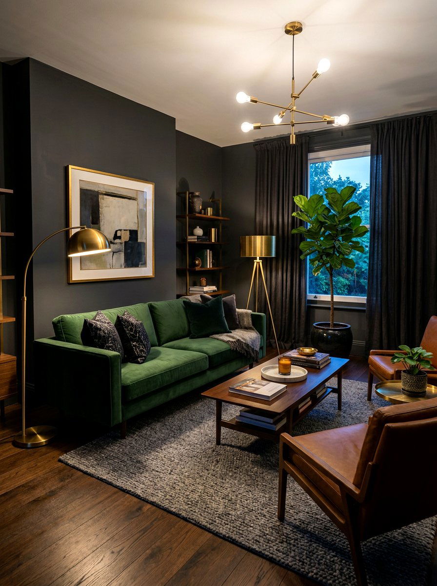 Dark Moody Living Room - 30 rectangle living room layout ideas