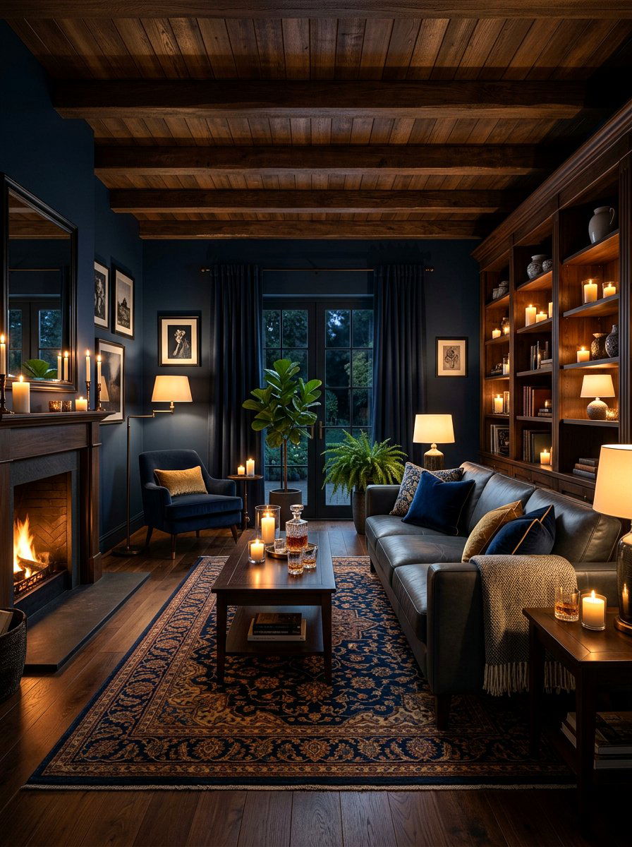 Dark Moody Living Room - 30 designer showroom living room ideas