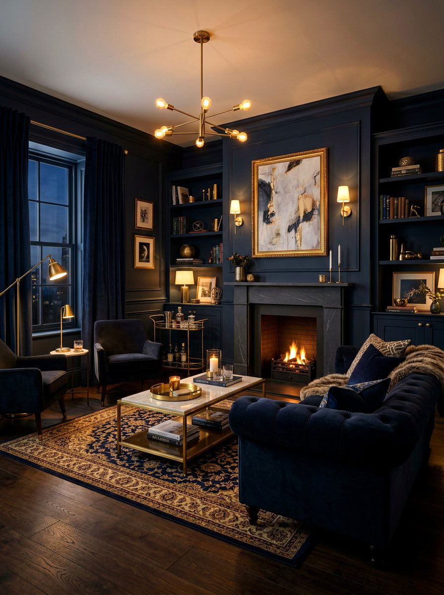 Dark Moody Living Room - 30 apartment living room ideas