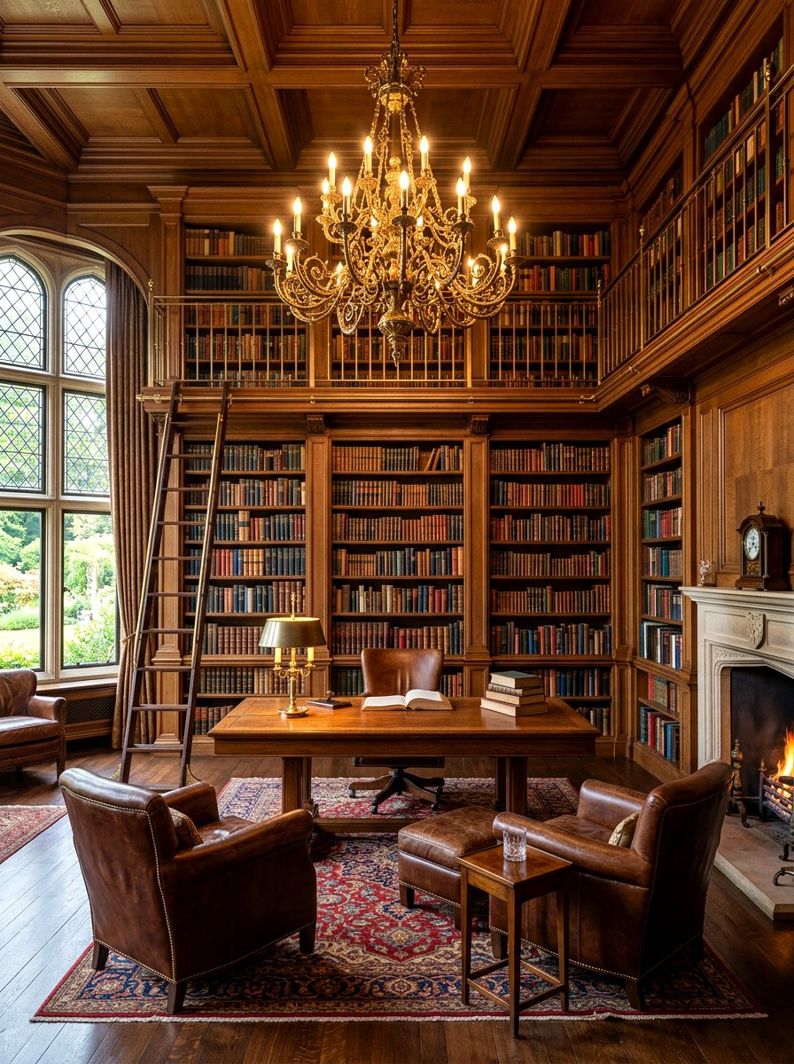 Dark Moody Manor - 30 country manor living room ideas