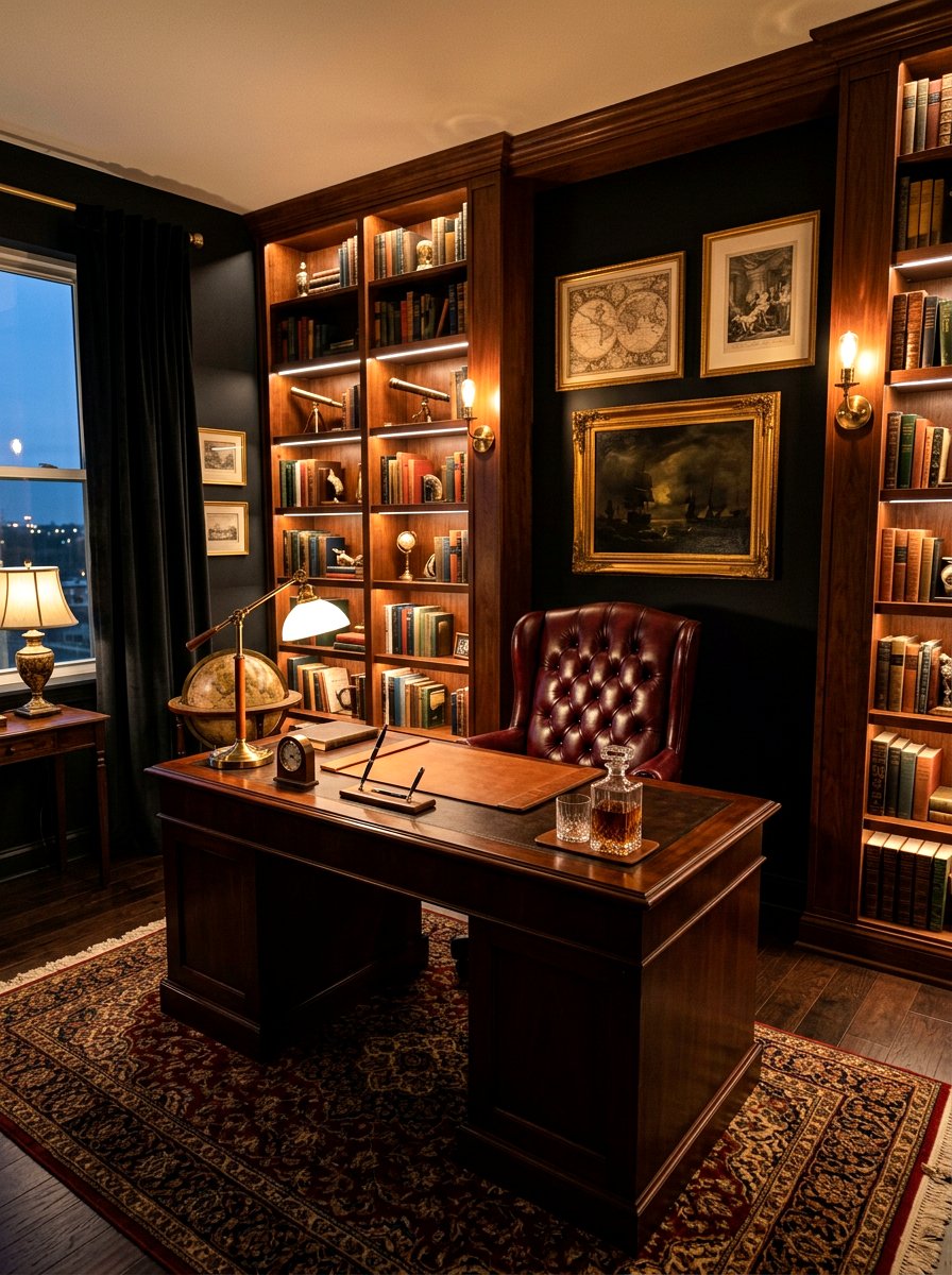 Dark Moody Office - 30 home office ideas