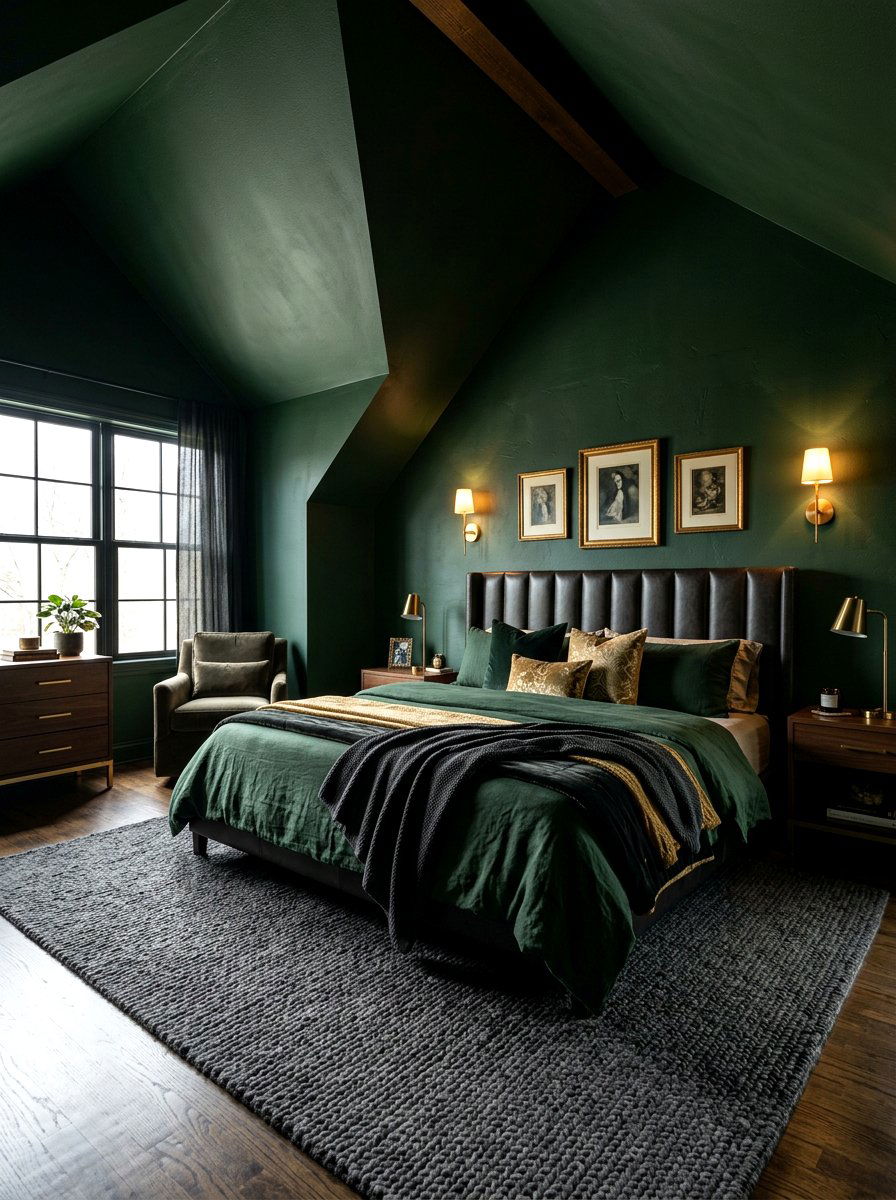 Dark Moody Walls - 30 sloped ceiling bedroom ideas