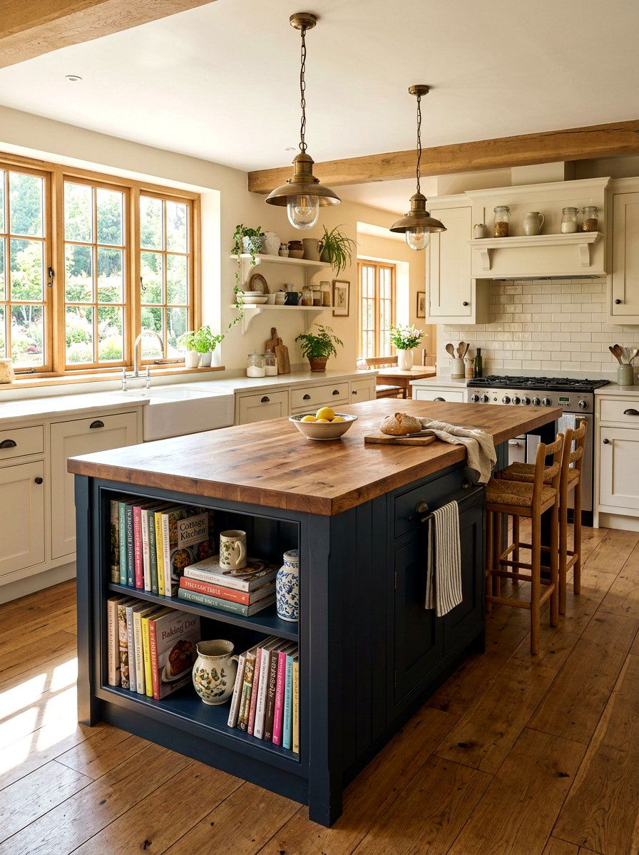 Dark Navy Blue Kitchen Island - 30 moody cottage kitchen ideas
