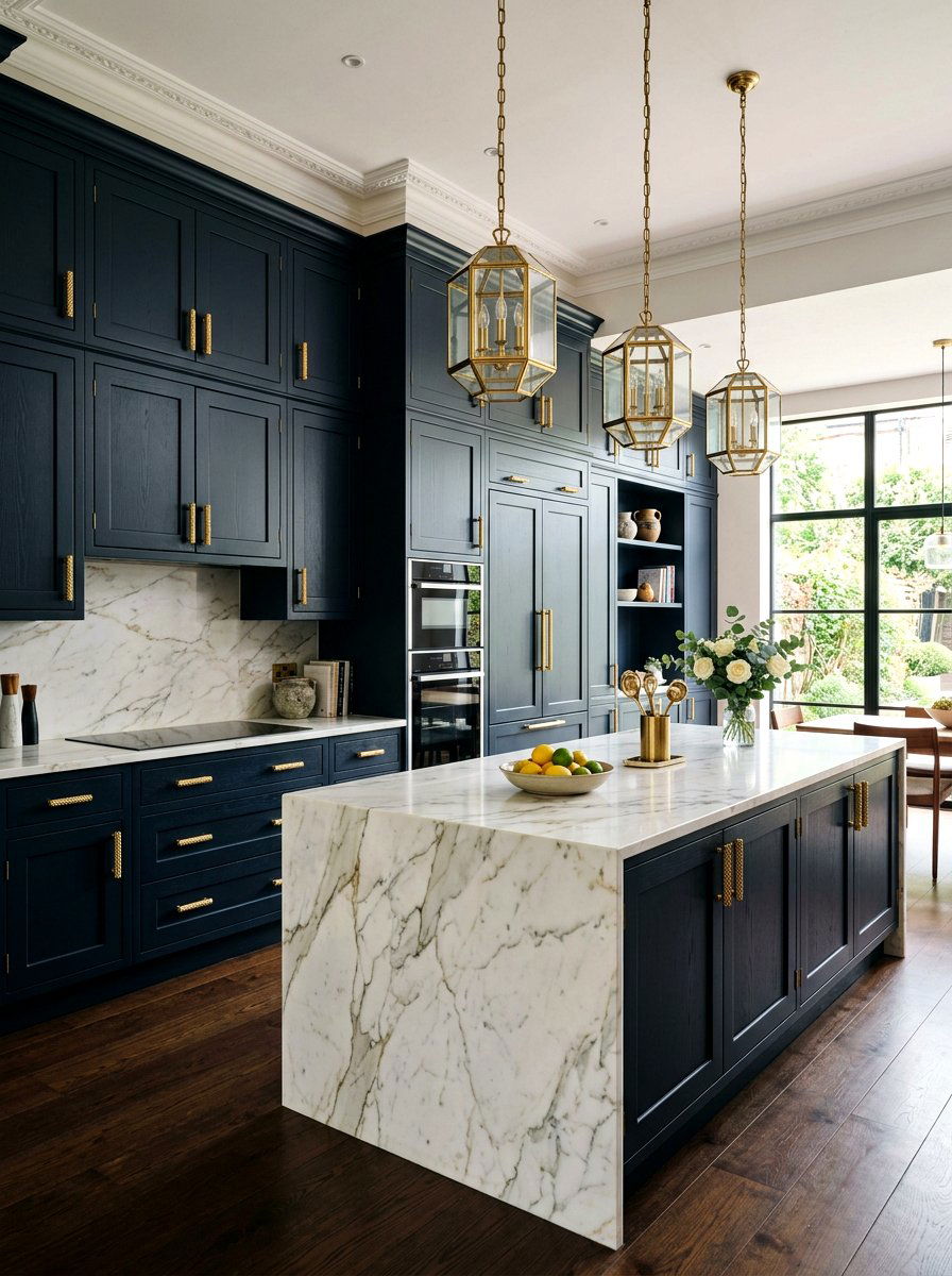 Dark Navy Floor To Ceiling Cabinets - 30 floor to ceiling kitchen cabinets ideas
