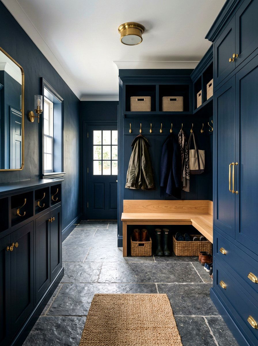 Dark Navy Mudroom - 30 English mudroom ideas
