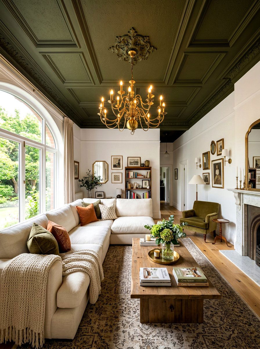 Dark Olive Ceiling - 30 deep olive lounge ideas
