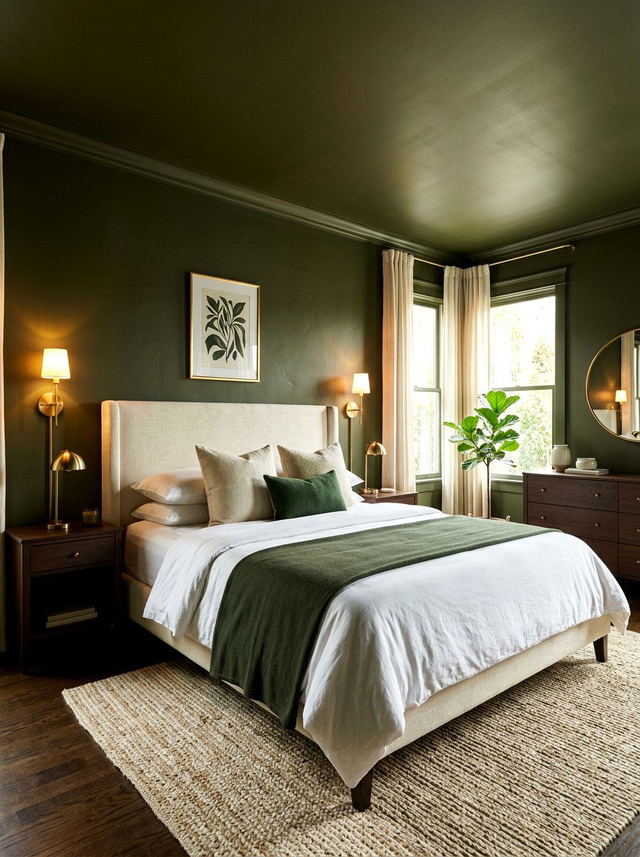 Dark Olive Green Bedroom Walls - 30 olive and cream bedroom ideas