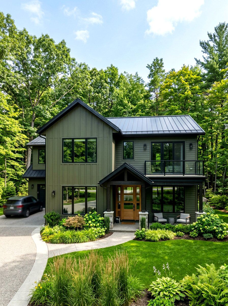 Dark Olive Green House Siding - 30 olive green exterior ideas