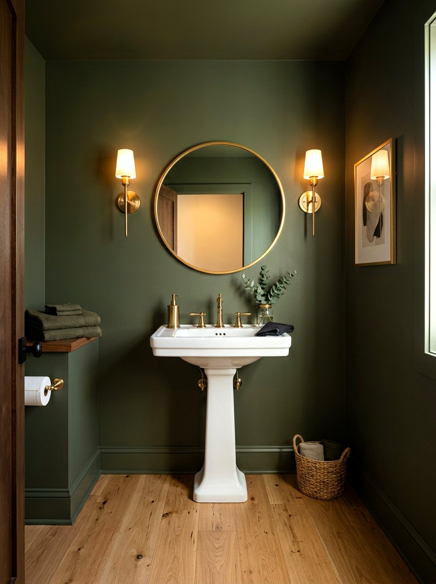 Dark Olive Green Powder Room - 30 olive powder room ideas