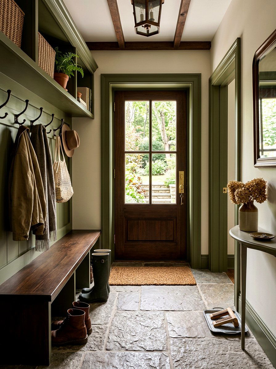Dark Olive Mudroom Trim Light Walls - 30 contrast trim wall ideas