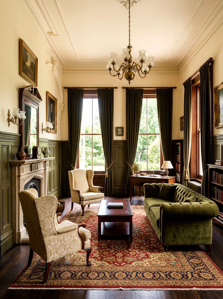 Dark Olive Wainscoting - 30 deep olive lounge ideas