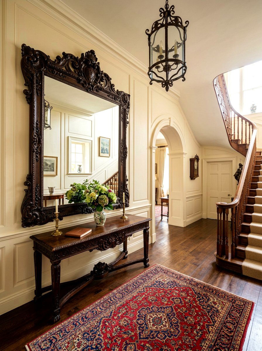 Dark Ornate Mirror Foyer - 30 antique mirror foyer ideas