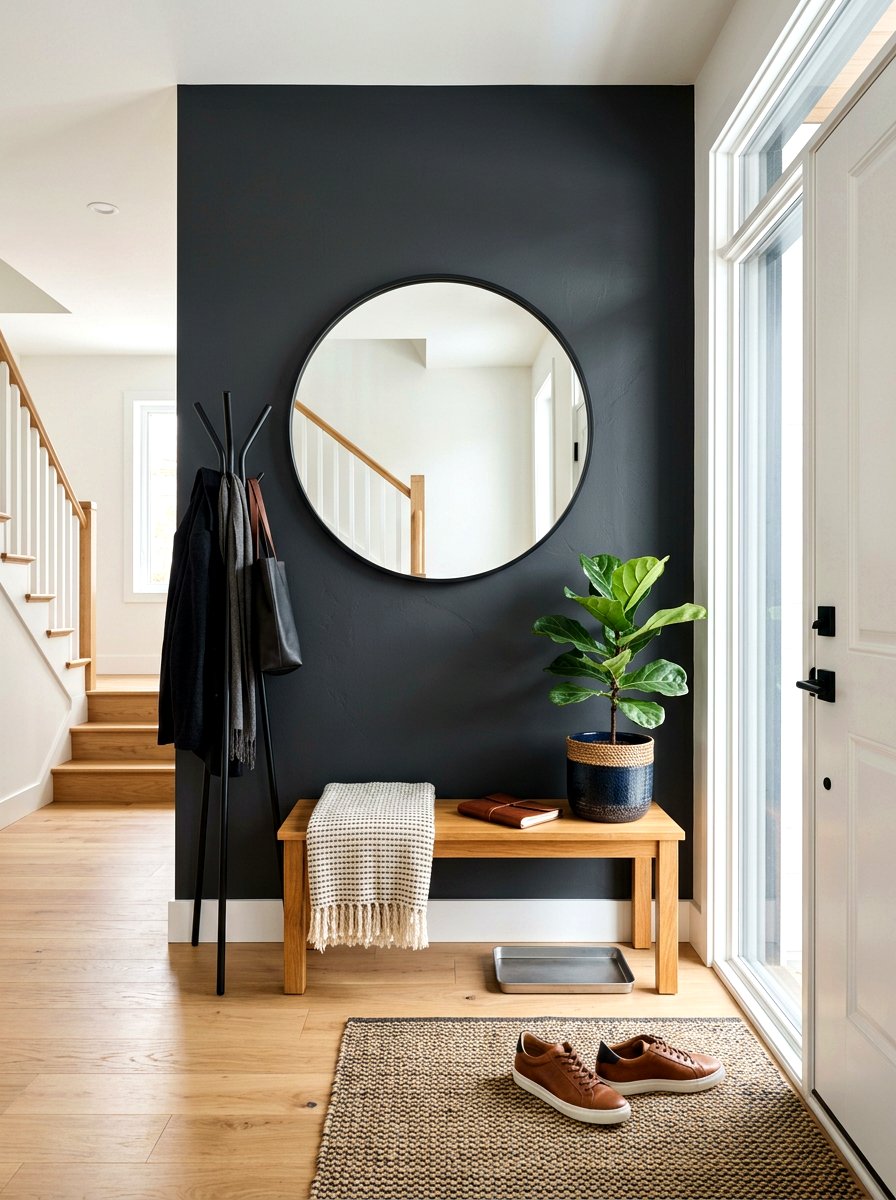 Dark Painted Accent Wall - 30 modern entryway ideas