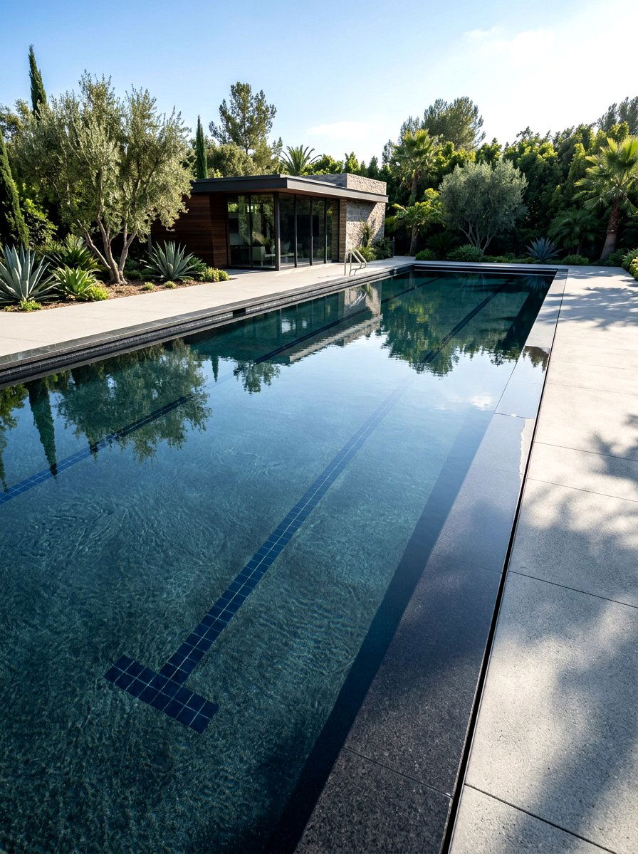 Dark Pool Plaster - 30 lap pool backyard decor ideas