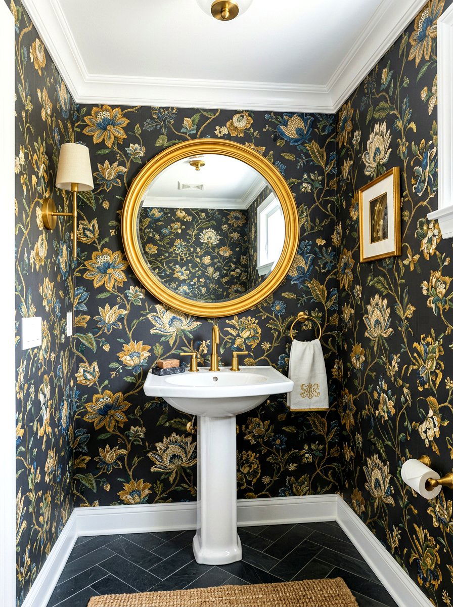 Dark Powder Room Wallpaper - 30 guest powder room decor ideas